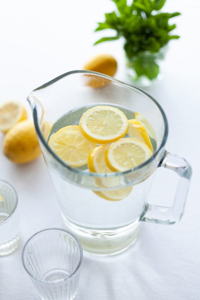 water pitcher with lemons