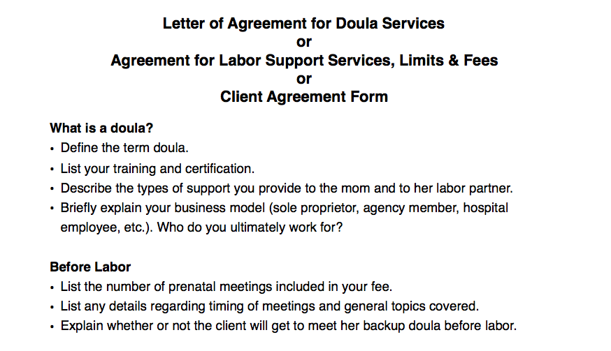 Writing a Doula Contract - Image 3