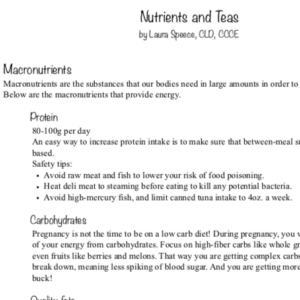 nutrients, nutrition, tea, pregnancy, PDF, handout