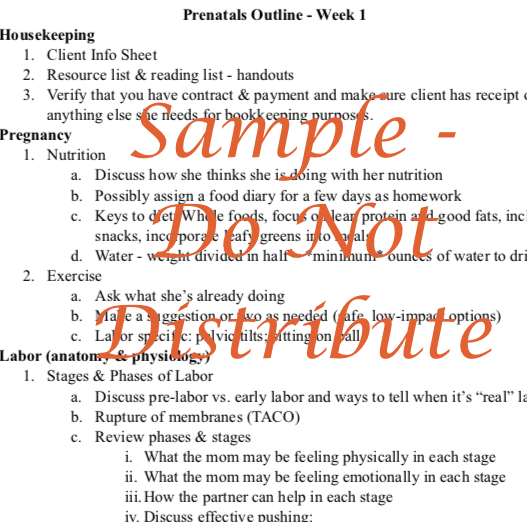 Prenatal Meeting Outlines