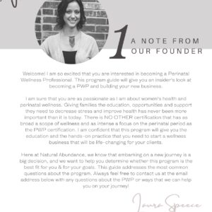PWP guide, welcome letter from founder